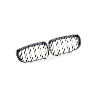 1 Series BMW E81 E87 08-11 Carbon Fiber Dual Line Front Grille Mesh - BD2