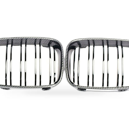 1 Series BMW E81 E87 08-11 Carbon Fiber Dual Line Front Grille Mesh - XQ1