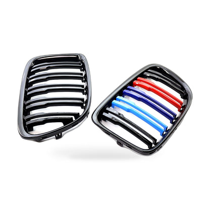 Double Line Glossy Black Tri-Color Grille Suitable for BMW X1 E84 2010-2014 - ZT3