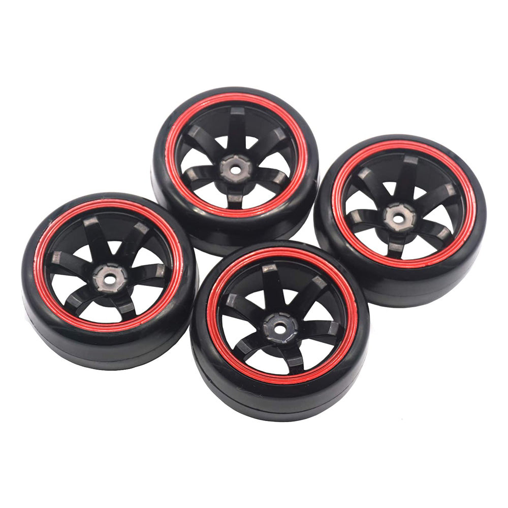 Suitable for Drifting 1 10 RC Drift Cars 4PCS Hard Plastic Rim Tyre Tire Wheel.