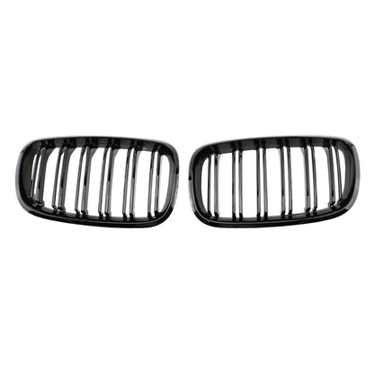 2x Front Grill Grille Gloss Black Suitable For BMW E70 X5 / E71 X6 2007-2013.
