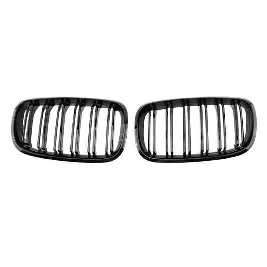 2x Front Grill Grille Gloss Black Suitable For BMW E70 X5 / E71 X6 2007-2013.