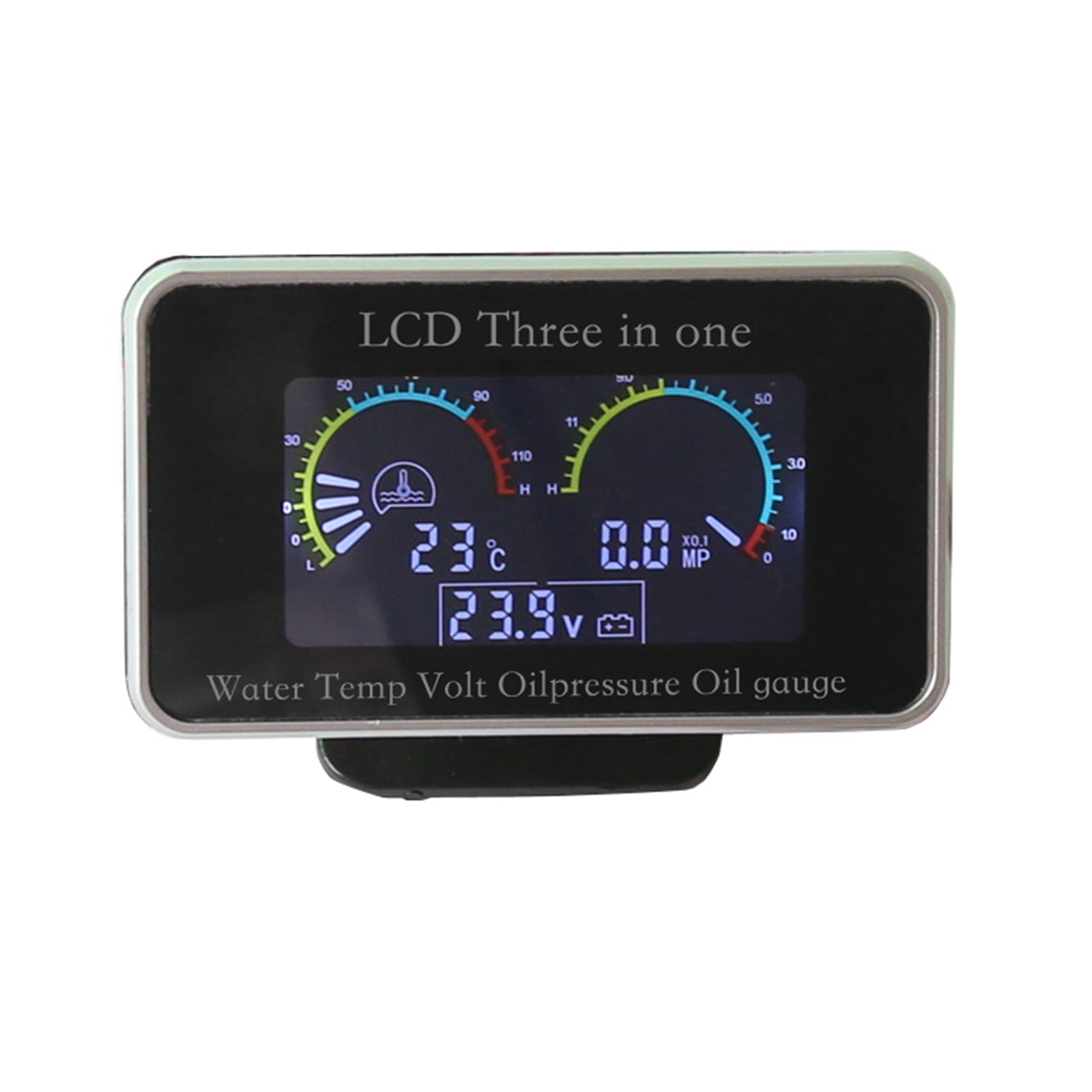 3-in-1 LCD Digital Gauge Suitable For Oil Pressure, Voltage & Water Temperature 12V / 24V Car & Truck.