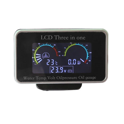 3-in-1 LCD Digital Gauge Suitable For Oil Pressure, Voltage & Water Temperature 12V / 24V Car & Truck.