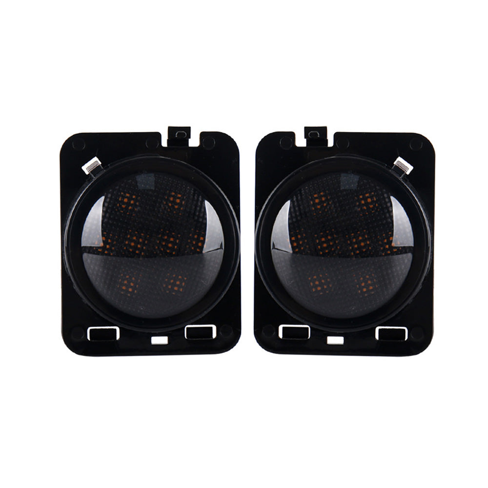 2PCS Front LED Side Marker Light Smoke Suitable For 2007-18 Jeep Wrangler JK