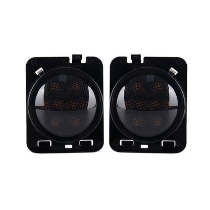 2PCS Front LED Side Marker Light Smoke Suitable For 2007-18 Jeep Wrangler JK