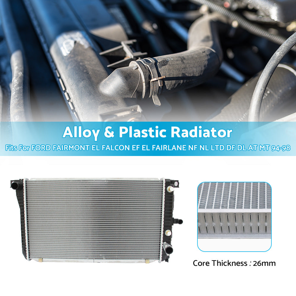 RADIATOR FOR FORD FAIRMONT EL FALCON EF EL FAIRLANE NF NL LTD DF DL AT MT 94-98.