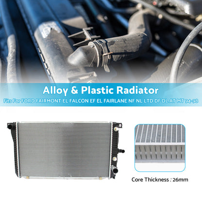 RADIATOR FOR FORD FAIRMONT EL FALCON EF EL FAIRLANE NF NL LTD DF DL AT MT 94-98.