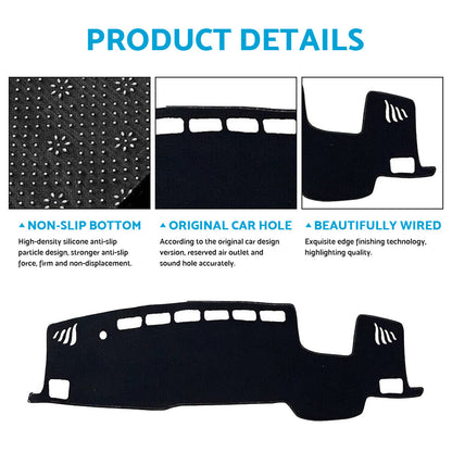 Black Dash Mat Suitable For Toyota Kluger XU75R Grande With HUD 2021-2022.