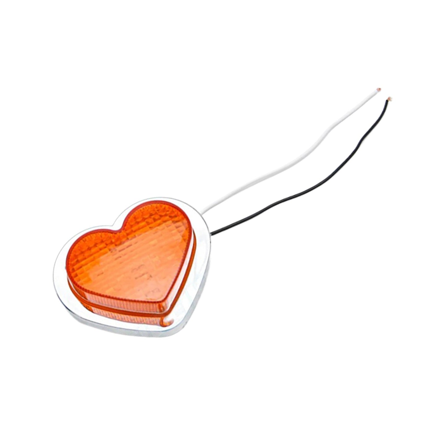 Heart Pair 12V LED Side Marker Indicators Clear Flash Amber.