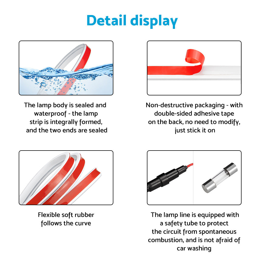 1. 8M  Start Scan Dynamic LED DRL Car Hood Light Strip Daytime Running Light.