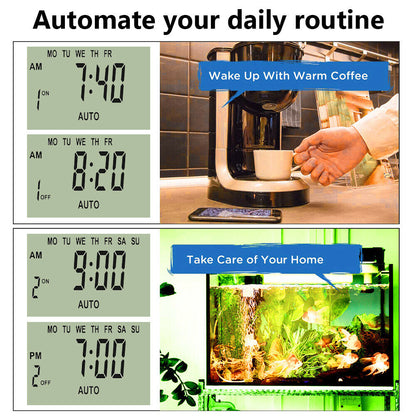 2Pcs 240V LCD Digital Timer Switch Automation Socket Electric Programmable Power.