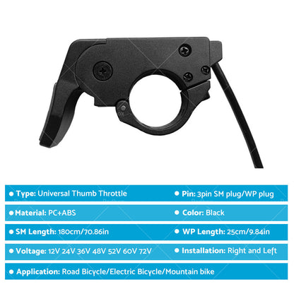 Electric Bicycle EBike Left Right Universal Thumb Throttle Speed Control-24-72V.