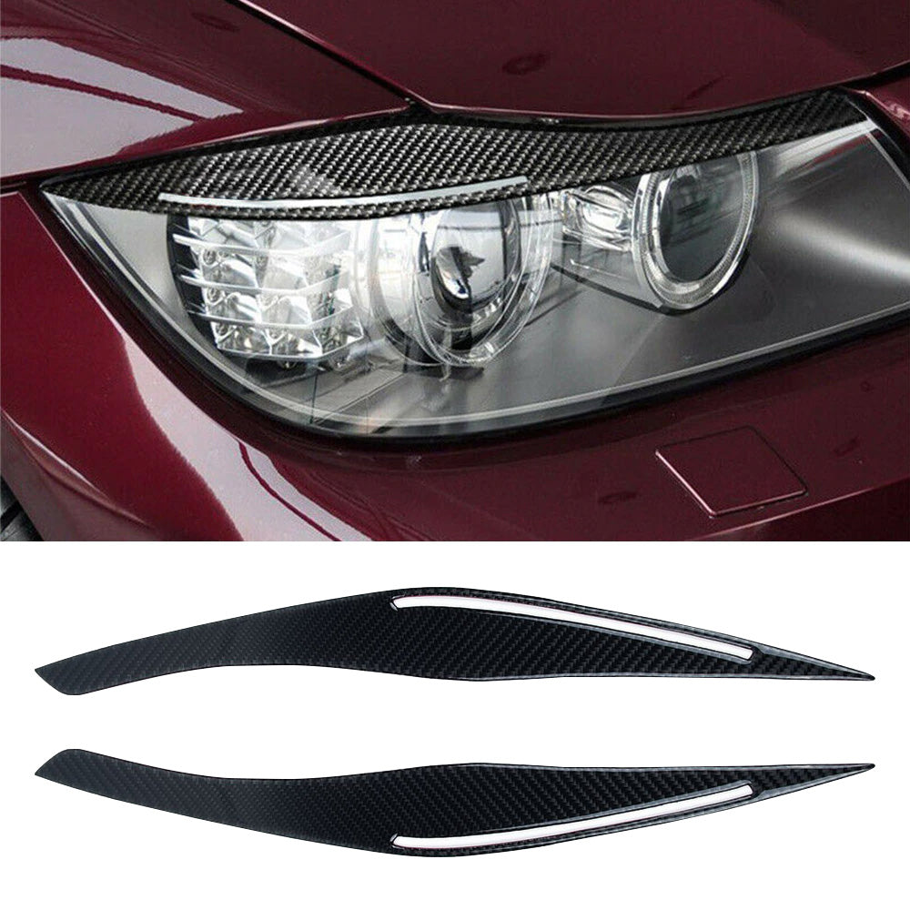 Carbon Fiber Headlight Eyebrow/Eyelids Cover Trim Suitable For BMW E90/E91 328i & 335i