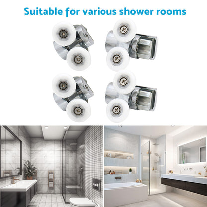 Shower Door Roller 4x Zinc Alloy Twin Top & Bottom Runners Wheel 23mm Suitable F