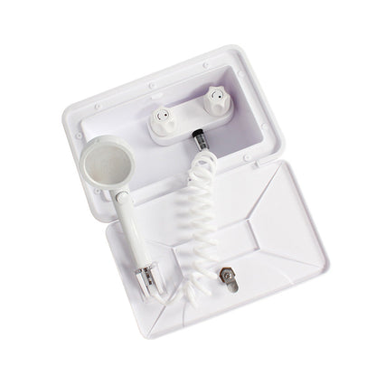 1 Set External RV Caravan Shower Box Exterior Faucet Camper Trailer Boat White.