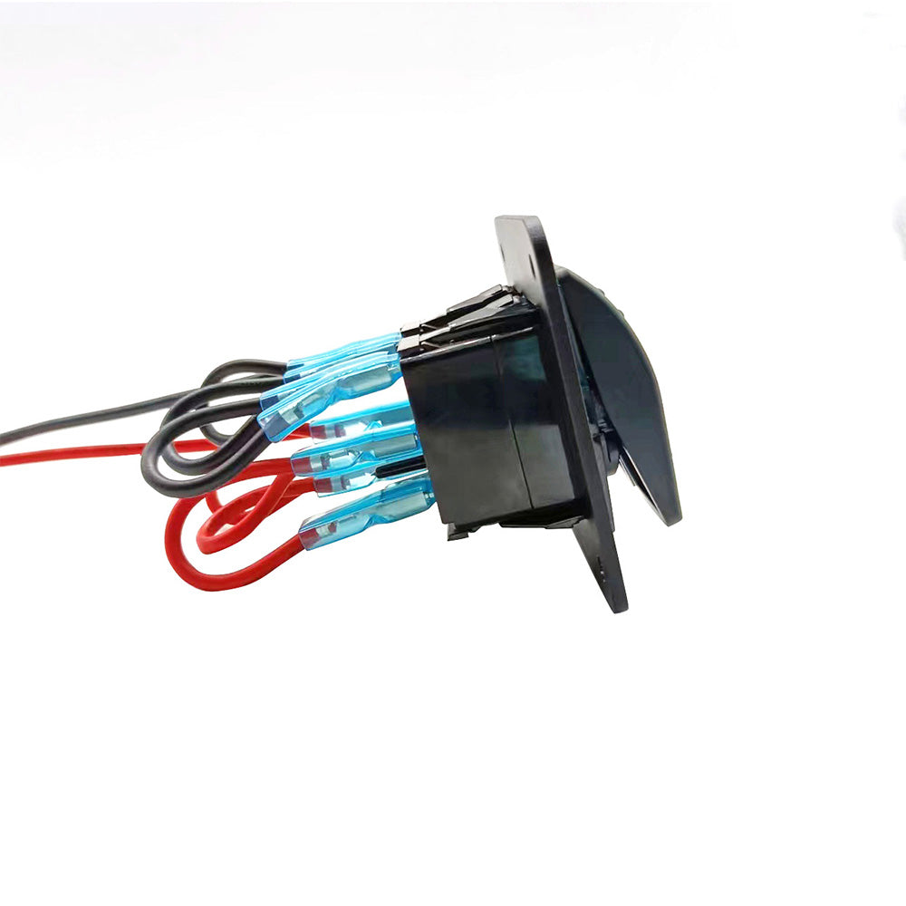 2 Gang Blue LED Light Rocker Switch Panel Dual LED Boat Car Waterproof.