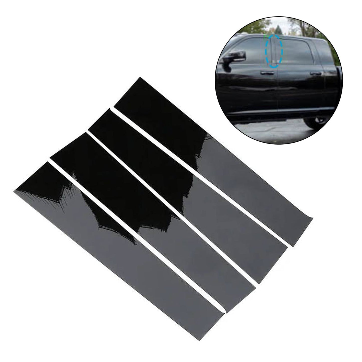 4x Black Pillar Post Cover Trims Suitable For Dodge Ram 1500 Crew Cab / Quad Cab 2009-2018