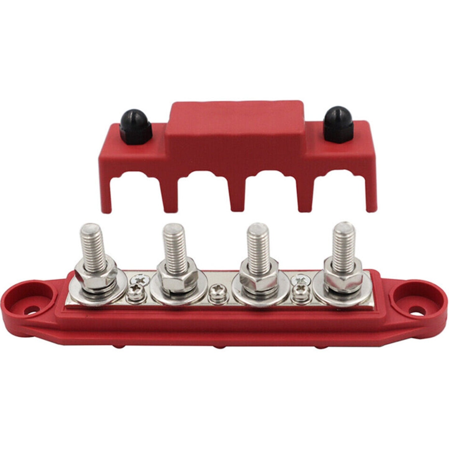 2x M8 4-Post 250A DC 48V Bus Bar Power Distribution Box Suitable for Heavy Duty