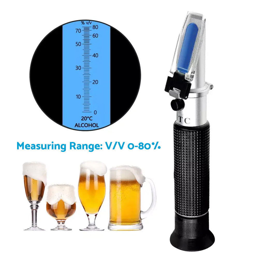 ATC Alcohol Refractometer Liquor Volume Percent Tester 0-80percent Measuring Range.