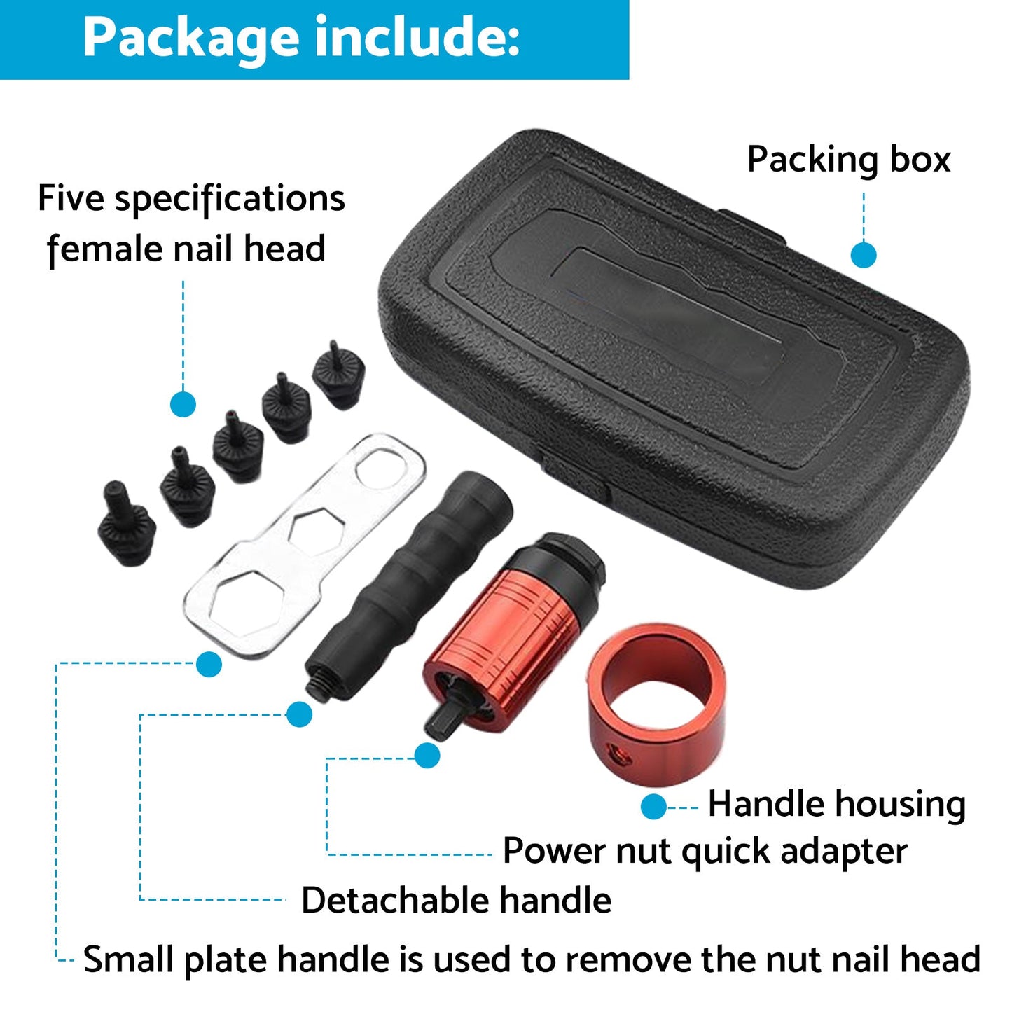 Rivet Nut Tool M3-8 Nutsert Adapter Suitable for Hand Wrench Electric Drill.