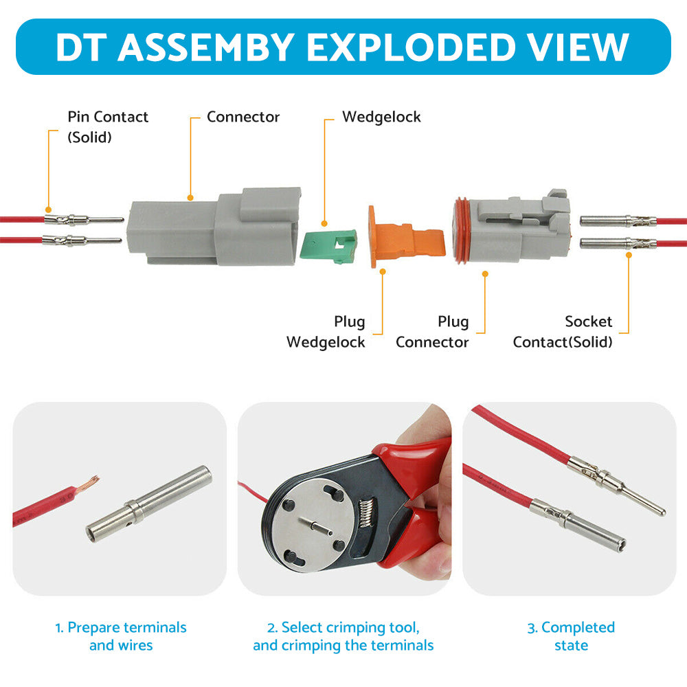 750pcs Deutsch DT Connector Kit 2 3 4 6 8 12 Pin With Stamped Contacts Male Female Suitable For Universal Automotive Use