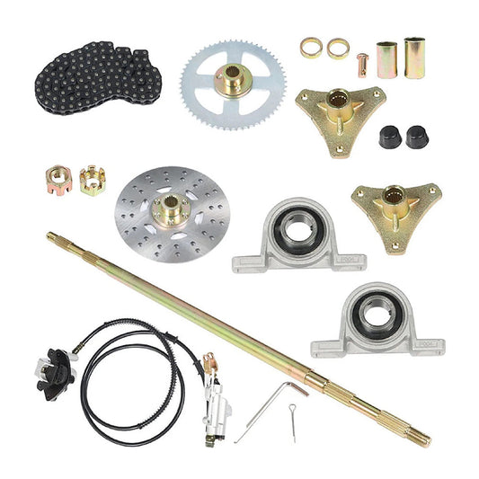 Rear Live Axle Kit With Chain, Hub Sprocket and Hub Brake Assembly Suitable For Drift Trike / Go-Kart