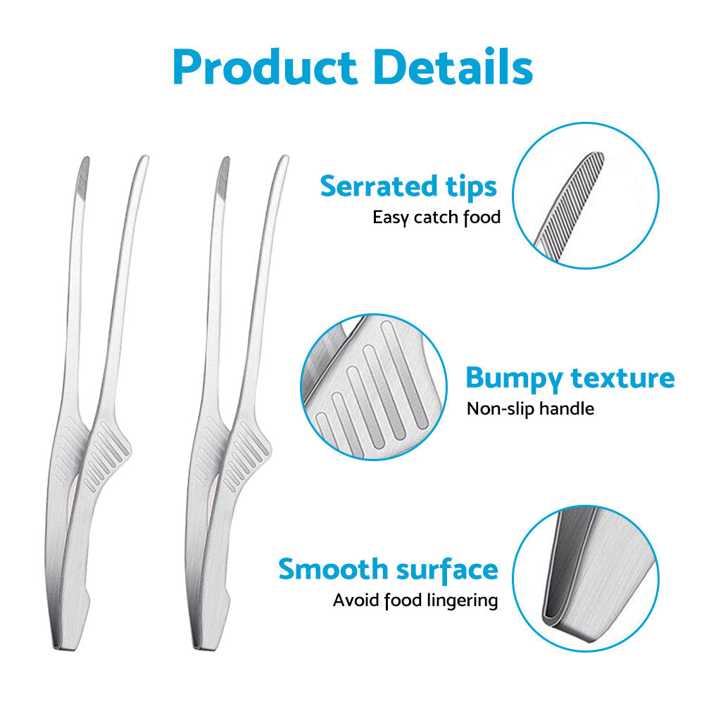 4x Korean & Japanese BBQ Self-Standing Grill Tongs Suitable For Non-Slip Cooking