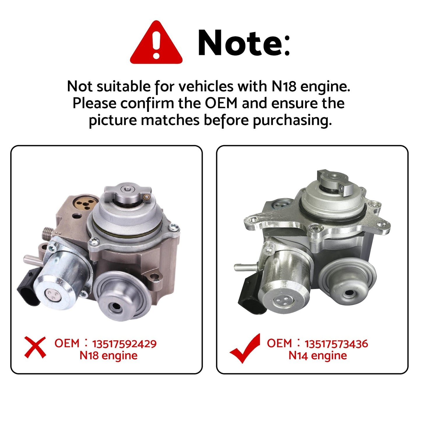 High Pressure Fuel Pump Suitable for BMW Mini R55 R57 Cooper R58 Citroen 07-21.