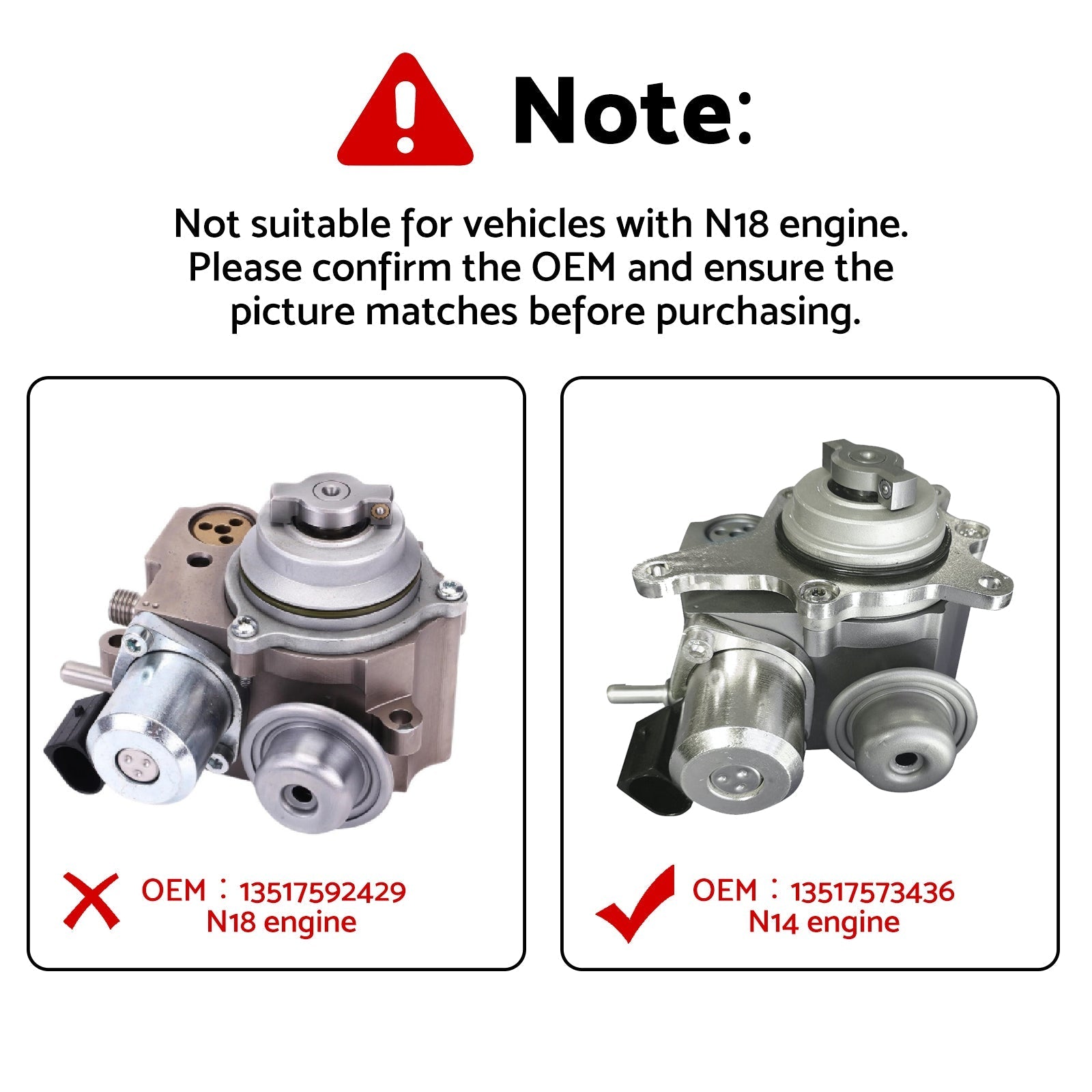 High Pressure Fuel Pump Suitable for BMW Mini R55 R57 Cooper R58 Citroen 07-21.