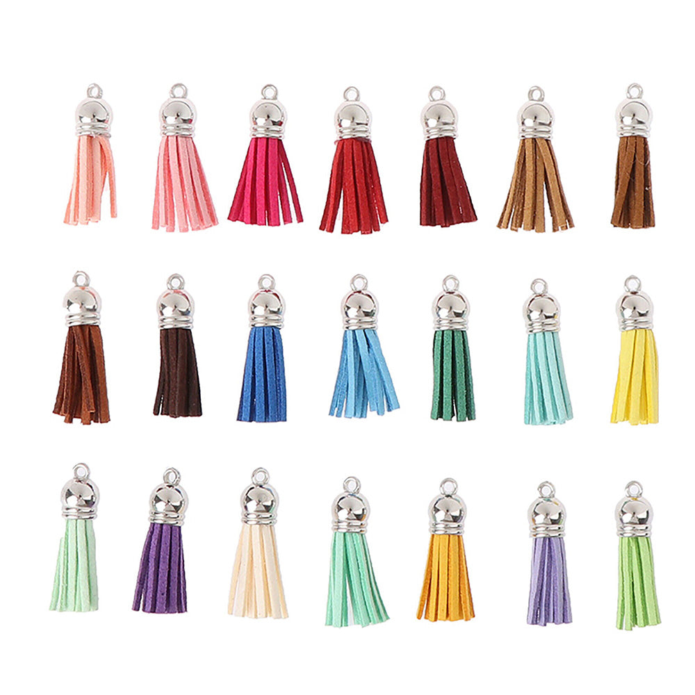 100PCS Key Chain Ring Tassels Pendants Bulk Leather Tassel Crafts Jewelry Making.