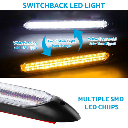 2x 15cm DRL LED Strip Lights Daytime Running Sequential Turn Signal Lamp.