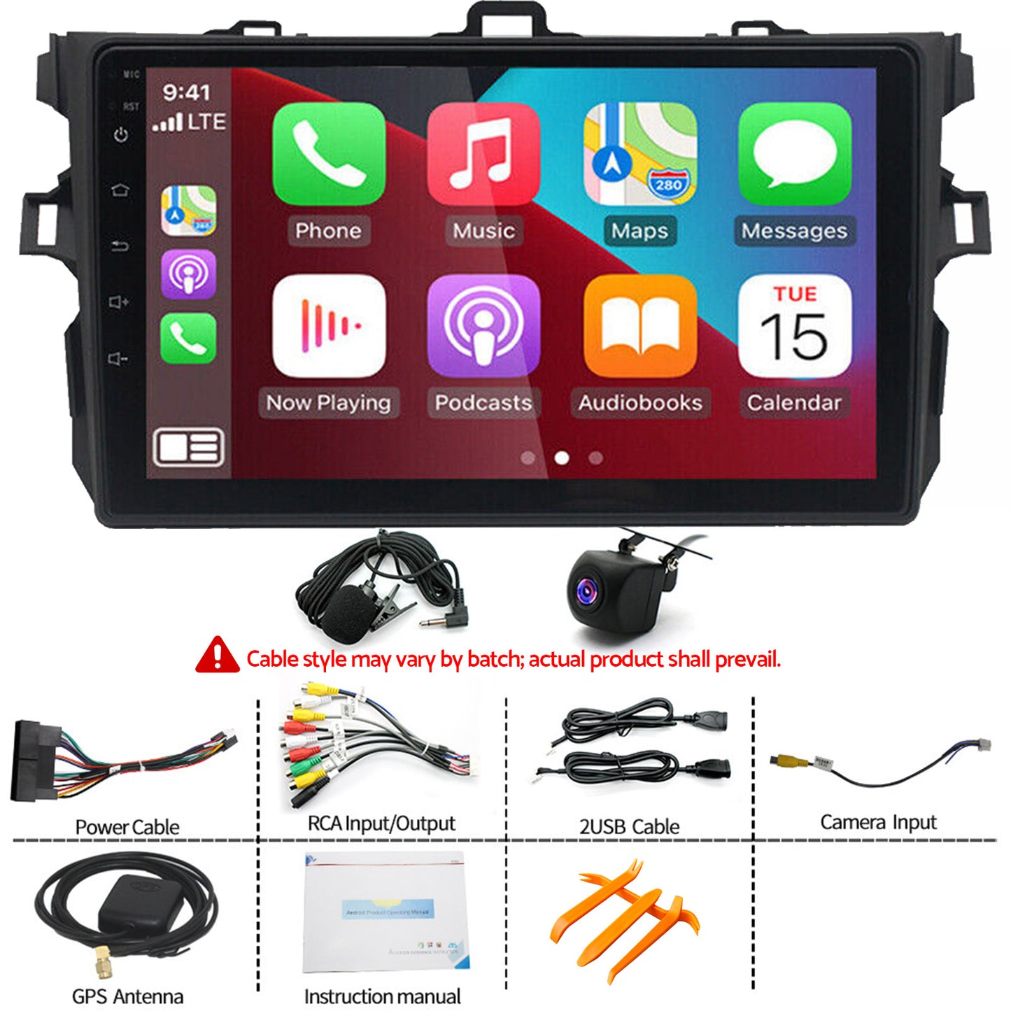 In-Dash Units 9 Inch Touch Screen Stereo CarPlay Suitable for Toyota Corolla