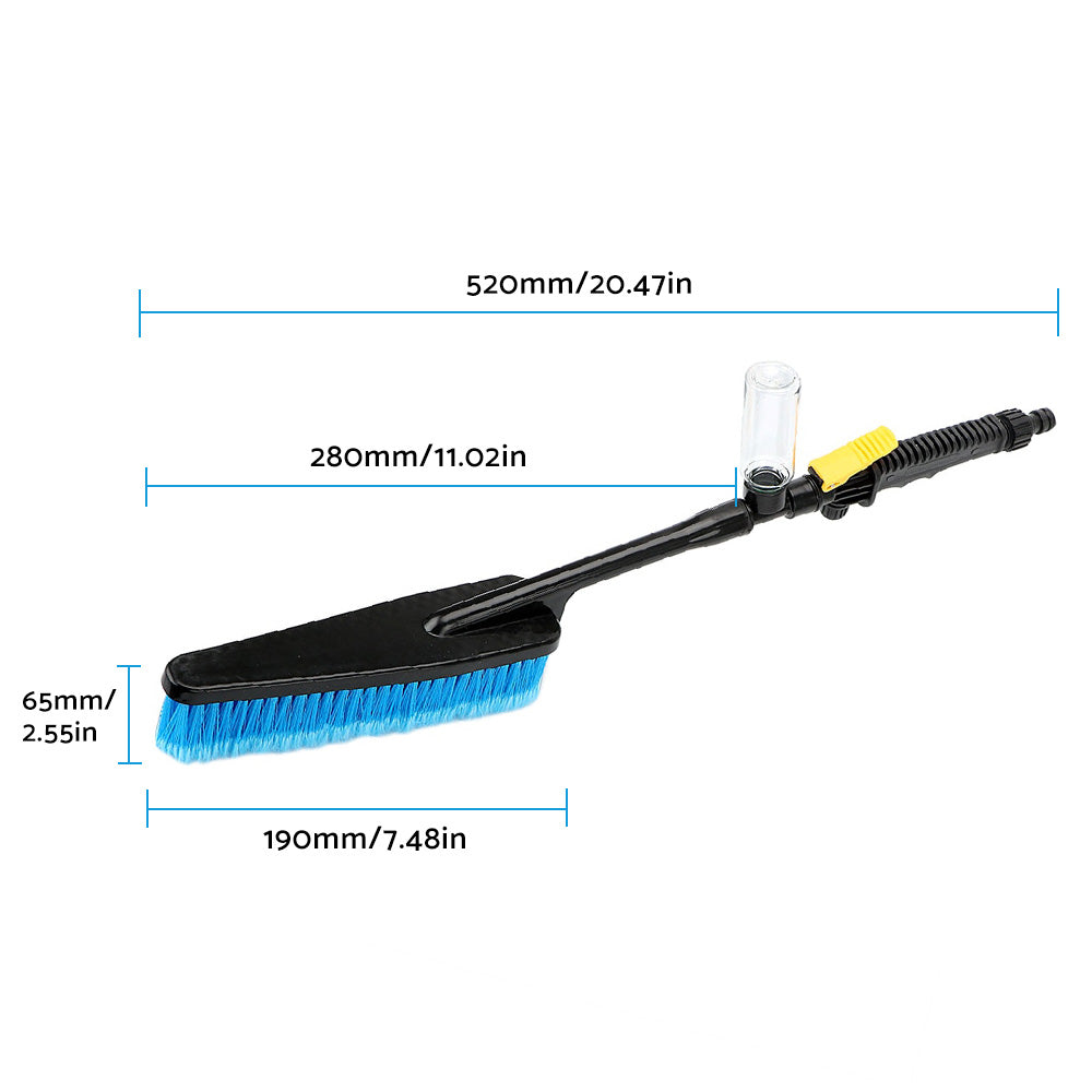 Long Handle Car Wash Brush Cleaning Tool With Flow Switch & Foam Bottle Suitable For Vehicle Exterior Cleaning