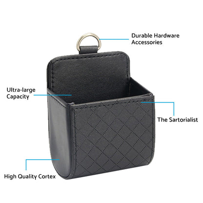 Car Organizer Bag Air Outlet Dashboard Hanging Leather Car Mobile Phone Holder.
