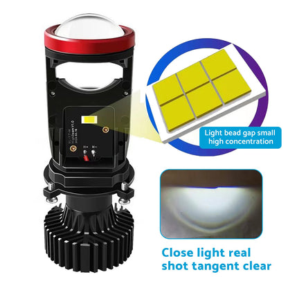 2x H4 Y7D Bi-LED Mini Lens Car Headlight Lamps 6000K Suitable For Universal Vehicles