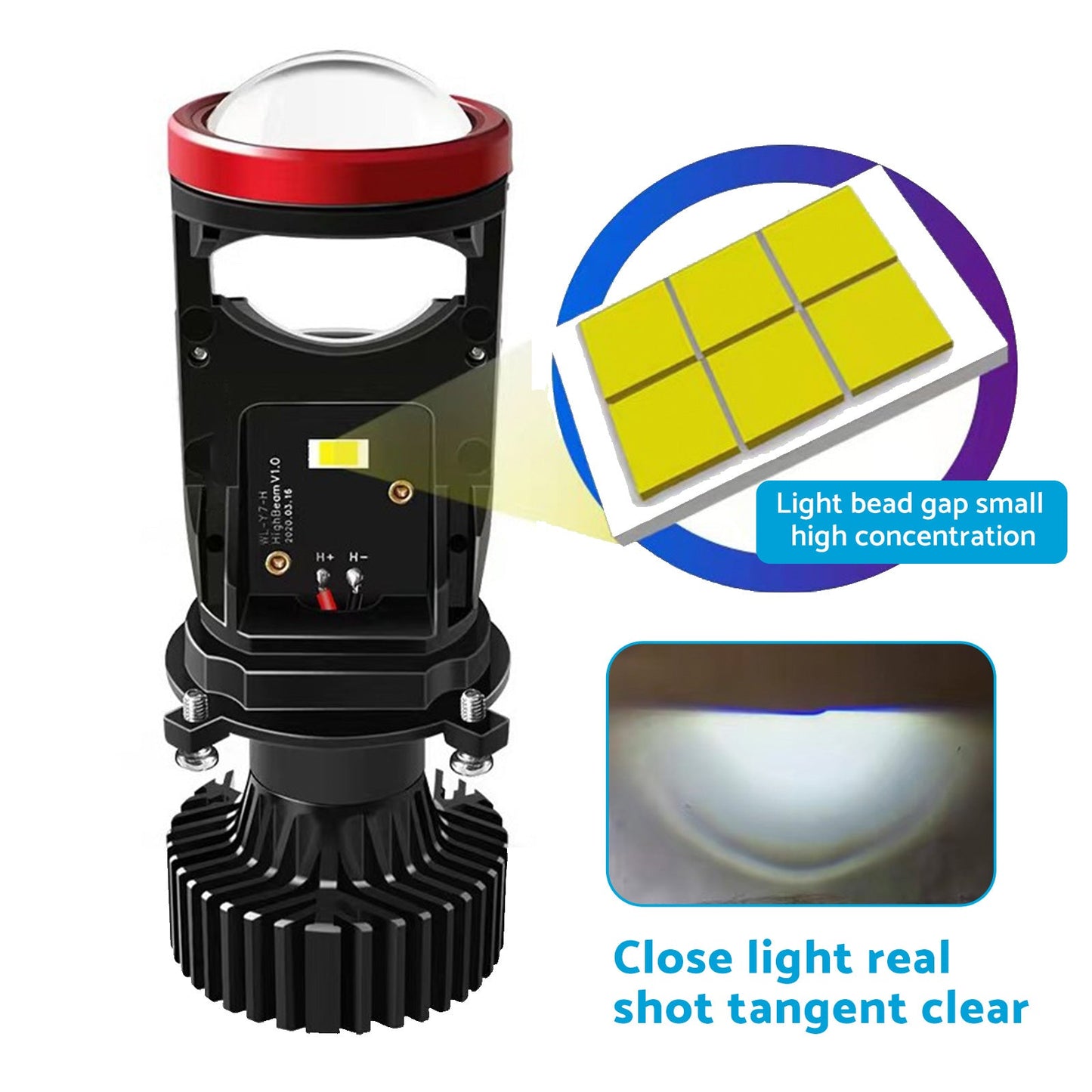 2x H4 Y7D Bi-LED Mini Lens Car Headlight Lamps 6000K Suitable for Universal Vehi