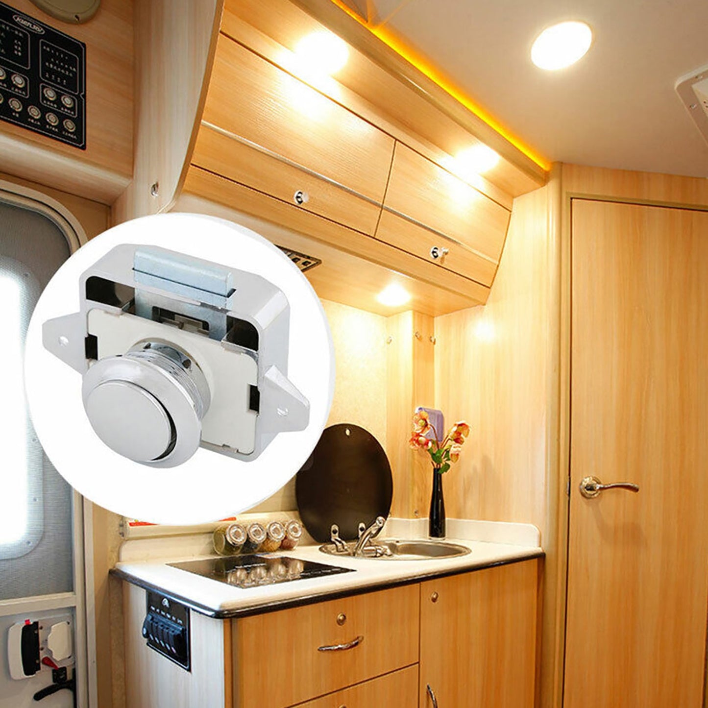 Push Button Latch Knob Catch Lock Suitable For RV Drawer Cupboard Door Caravan Cabinet