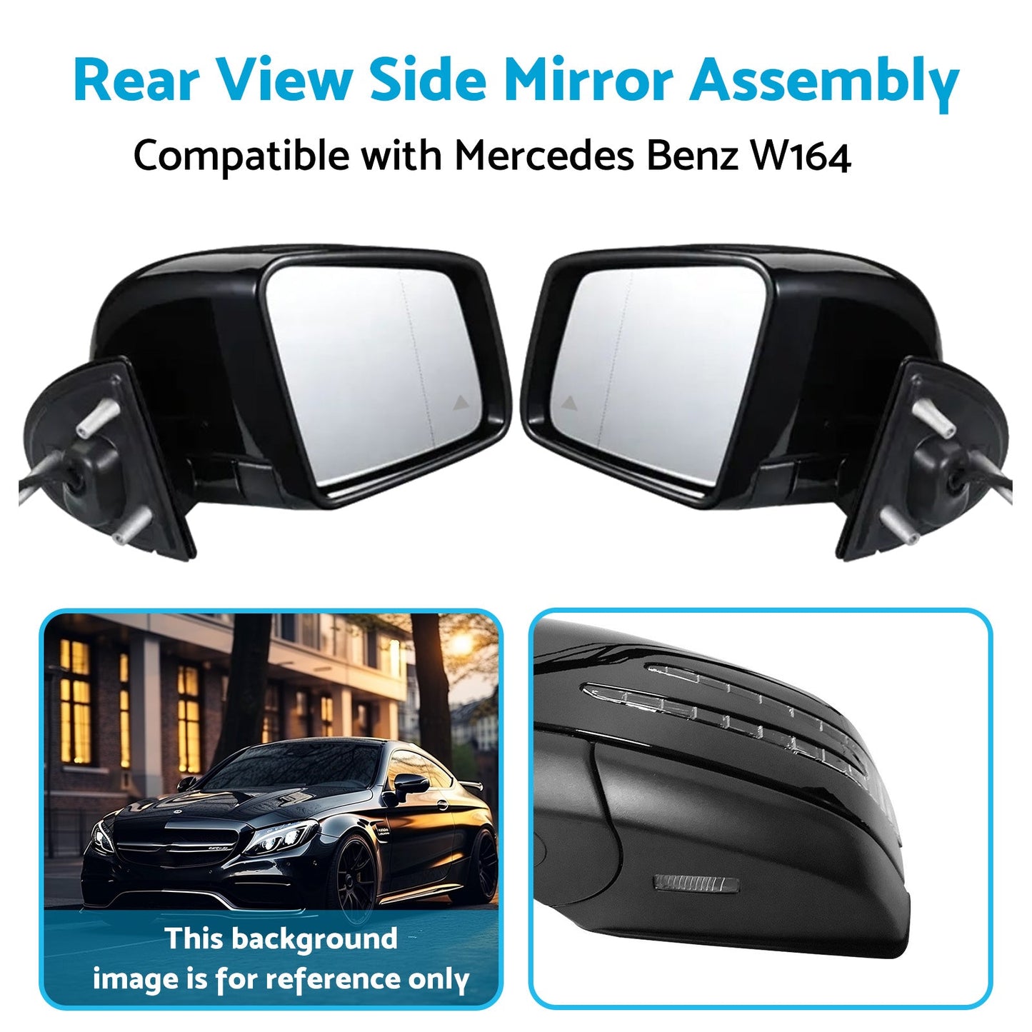 View Side Mirror Assembly Rear Suitable for 05-11 Mercedes Benz W164 X164 ML GL.