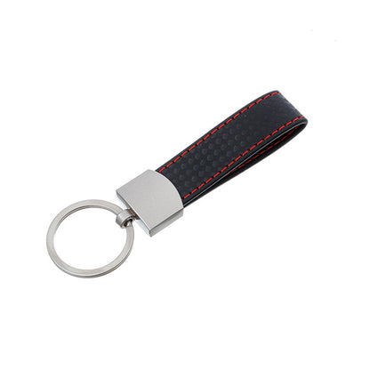 Black Key Ring Keychain With Metal & PU Leather Suitable for Universal Use