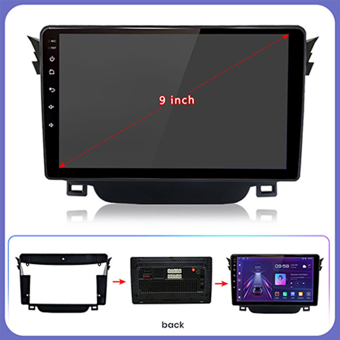 In-Dash Units 9 Inch Touch Screen Stereo CarPlay Suitable for Toyota Corolla