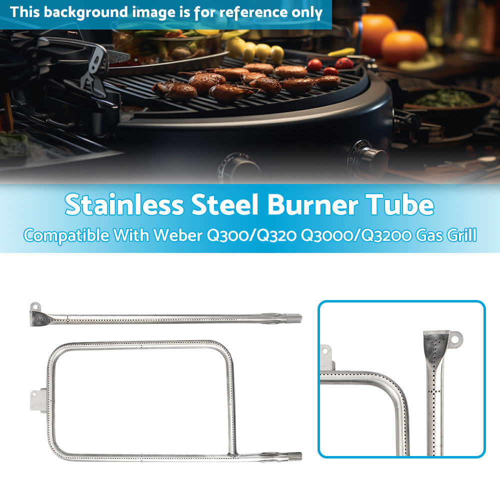 Stainless Steel Burner Tube - Suitable For Weber Q300 or Q320 Q3000 or Q3200 Gas Grill.