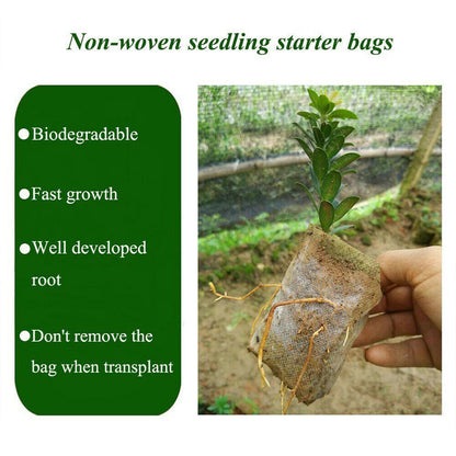 200x Non-Woven Biodegradable Grow Bags Suitable for Plant Nursery Seedling