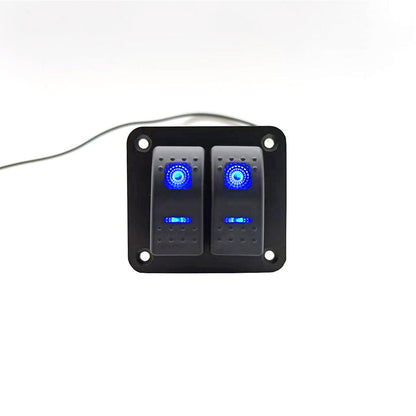 2 Gang Blue LED Light Rocker Switch Panel Dual LED Boat Car Waterproof.
