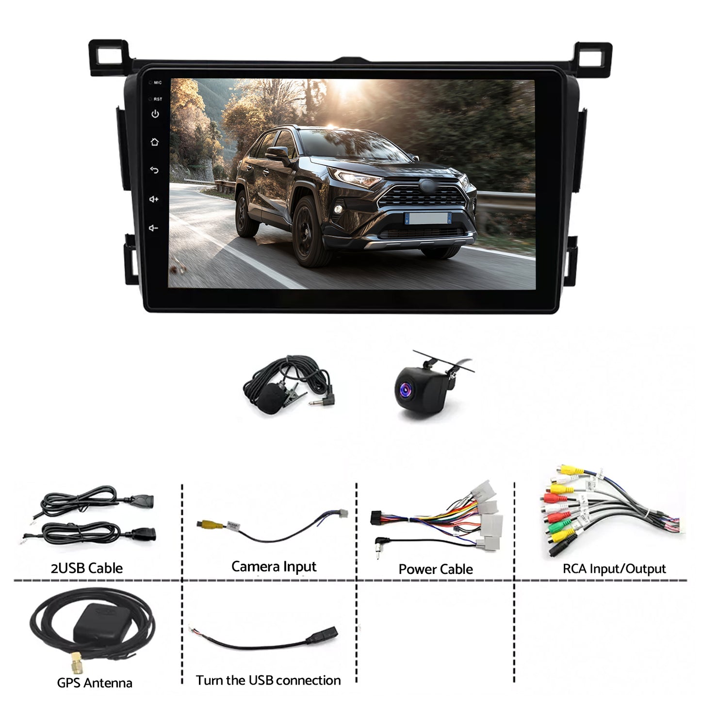 CarPlay Stereo Head Unit Suitable for Toyota RAV4 13-18 Android 13.0 GPS
