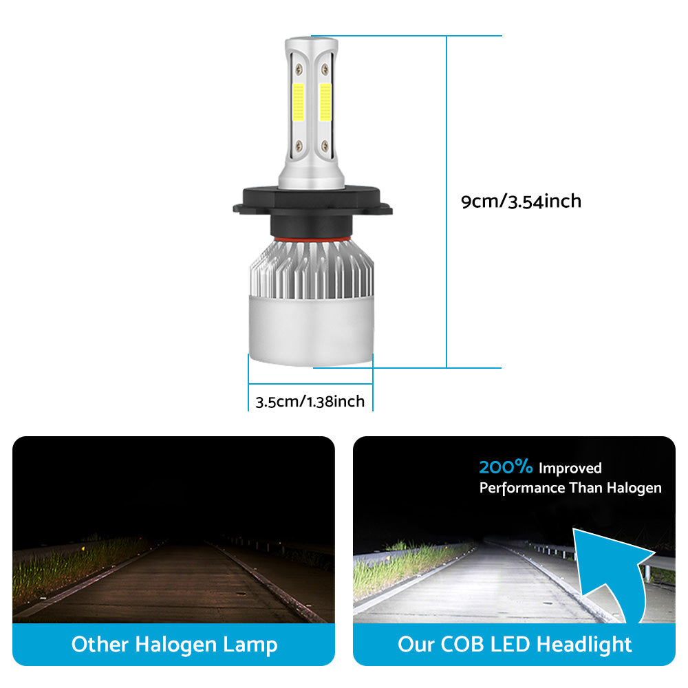HB2 9003 H4 LED Headlight Globe Kit 2x Suitable For Hi/Low Beam 9000LM Brighter White