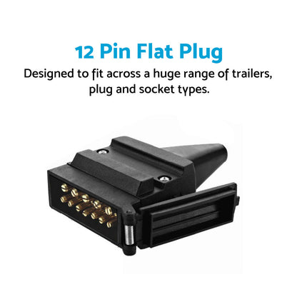 82171BL 12 Pin Flat Connector Plug Suitable For Trailer Caravan Boat Vehicle.