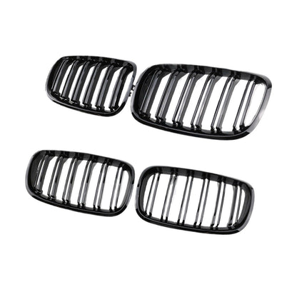 2x Front Grill Grille Gloss Black Suitable For BMW E70 X5 / E71 X6 2007-2013.
