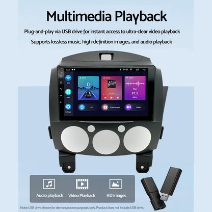 Android 13 Head Unit 9'' Apple CarPlay Bluetooth Suitable for Mazda 2