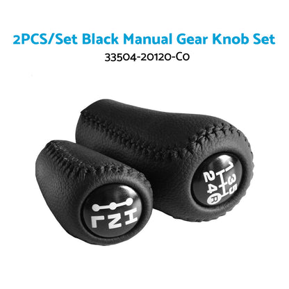 Black Leather Manual Gear Knob Set Suitable for Toyota Avalon